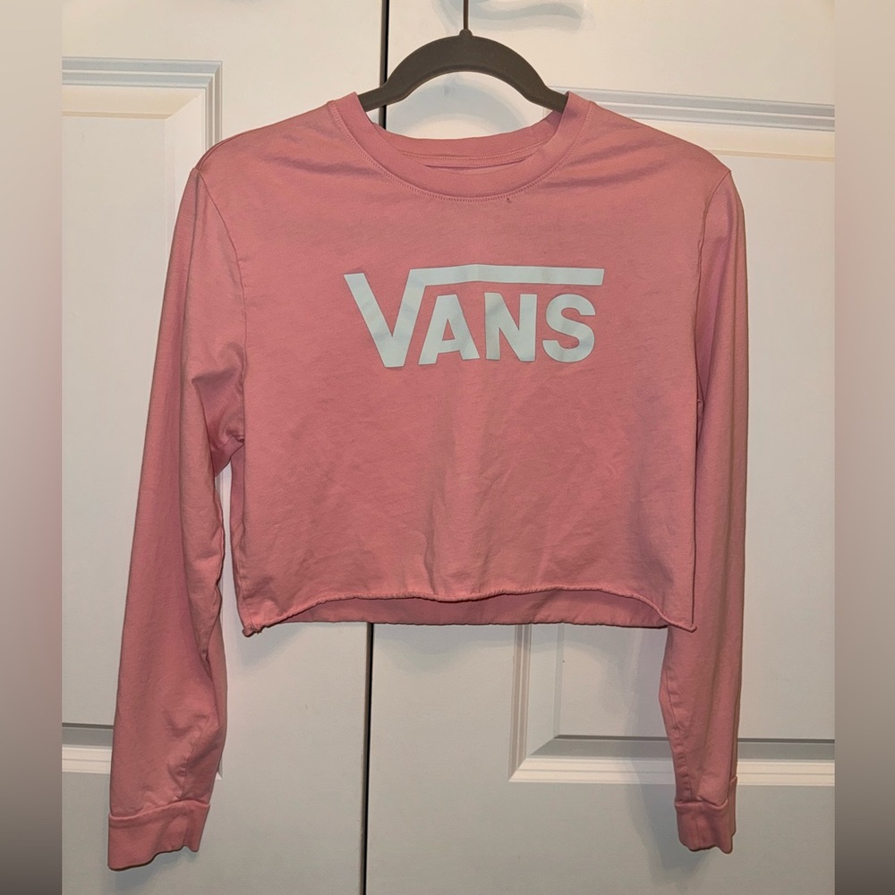 Vans Neon Pink Small Long Sleeve Crop Top Tee